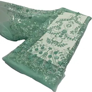Beaded Fabric Wedding Bridal Luxury Sequin Lace Sewing Crafts Textile 2.5 Yards Embroidery Lace French Net Tulle Lace Fabric