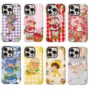 Cute Cartoon Strawberry Shortcake Painting Kawaii Phone Cases for IPhone 17 Promax Pro Air 16 Plus 15 14 13 12 11 Multiple Designs Shockproof Protective Cover Gift for Kids Birthday Christmas Fans