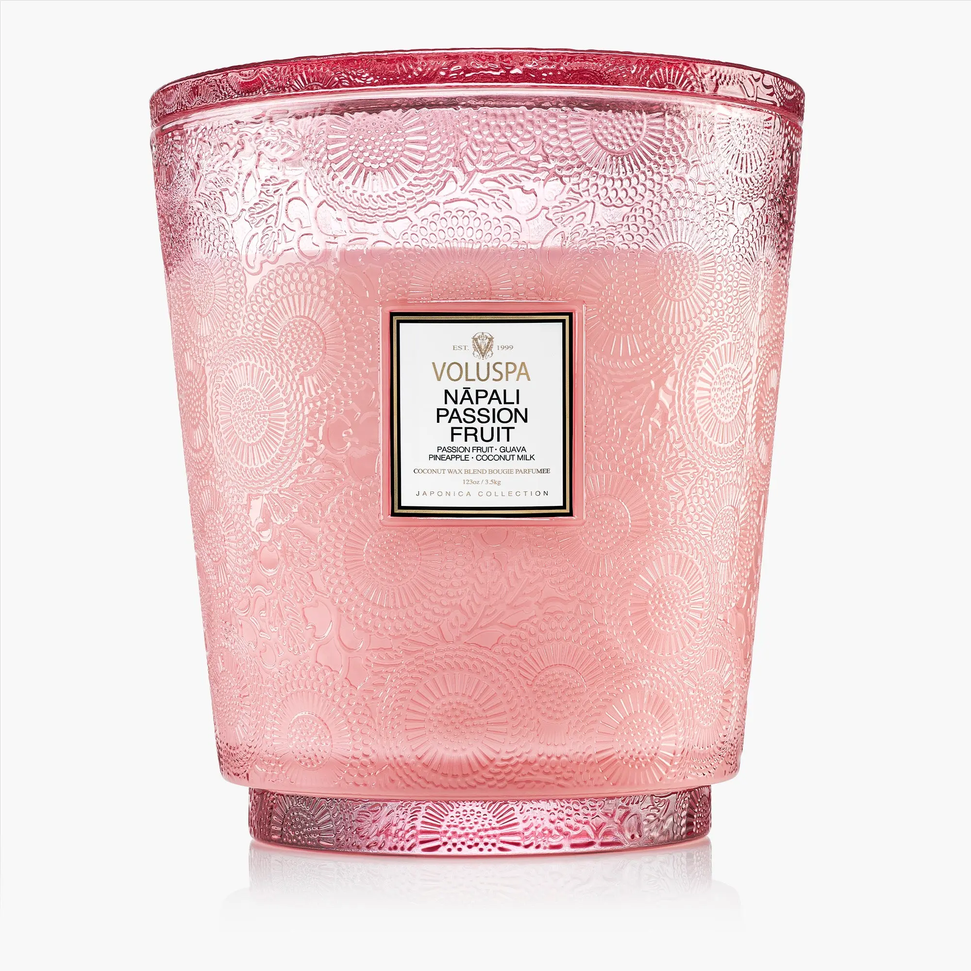Nāpali Tropical Passion Fruit Fragrance Hearth Candle, 5-Wick, Smooth & Creamy Burn, Coconut-Infused Home Decor Candle
