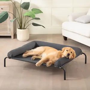 Cooling Elevated Dog Bed for Large Dogs Portable Indoor & Outdoor Raised Dog Bed with Breathable Mesh Chew Proof Pet Hammock Cots with Removable and Waterproof Bolsters