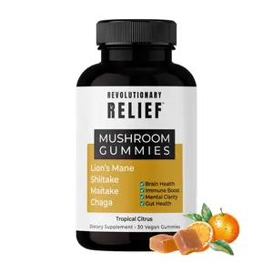 4 in 1 Mushroom Gummies for Focus, Clarity & Immune Support・with Lion’s Mane, Shiitake, Chaga & Maitake・Vegan・Keto-Friendly・Tropical Citrus・ Edible Dietary Supplement・Adaptogenic Healthcare