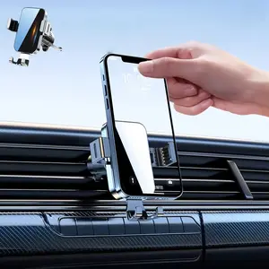 Metal car phone holder, durable material, easy to clip and place, suitable for folding screen/ordinary smartphones, 360° rotation, stable and no shaking, essential for safe driving
