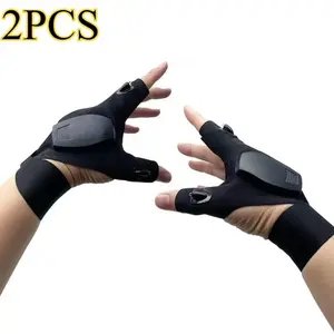 Professional LED Flashlight Gloves with Charging Cable | Elastic Comfortable Fit for Camping & Running | Ultimate Outdoor Lighting- With Charging Cable for Night Work and Camping - Elastic Fabric, Comfortable Fit, Unique Flashlight Design