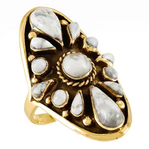 Howlite Ring GoldCopper R2034-GB-C103