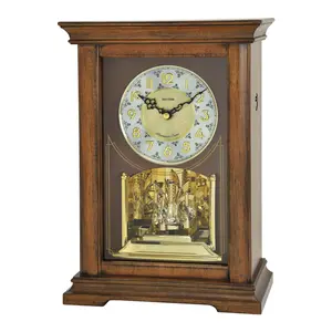 Rhythm “WSM Highland” Traditional Wooden Musical & Chiming Pendulum Mantel Clock with Embossed Steel Dial - CRH270UR06