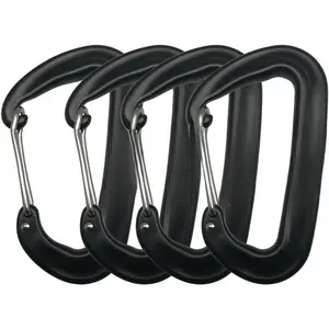 12KN  Carabiner Clip 4 Pack for Hammocks, 2700lbs Heavy Duty Large Clipping On Camping Accessories, Water Bottle,Backpacking and More - Black
