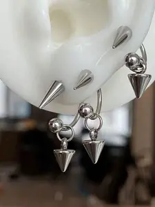 Gothic Punk Rock Style Titanium Steel Tapered Spike Spiral Ear Plugs, Unisex Daily Wear Jewelry, Durable & Stylish Design