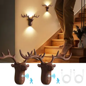 Smart LED Deer Step Light With Touch Dimming & Motion Sensor, Wireless Magnetic Wall Lamp, 1200mAh USB Rechargeable Night Light, Suitable For Stairs, Corridor, Bathroom, Bedrooms, Cabinets, Living Room, Bar Cabinet