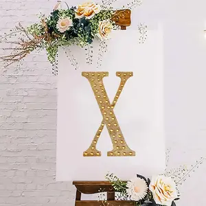Decorative Rhinestone Alphabet "X" Letter Stickers 8", Gold Glitter Adhesive Craft Letters - DIY Sparkle Embellishments