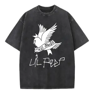 Lil Peep Cry Baby Vintage Tee 100% Cotton Acid Wash Graphic T-Shirt Oversized Streetwear Hip Hop Grunge Top, Retro Aesthetic Heavyweight Tee