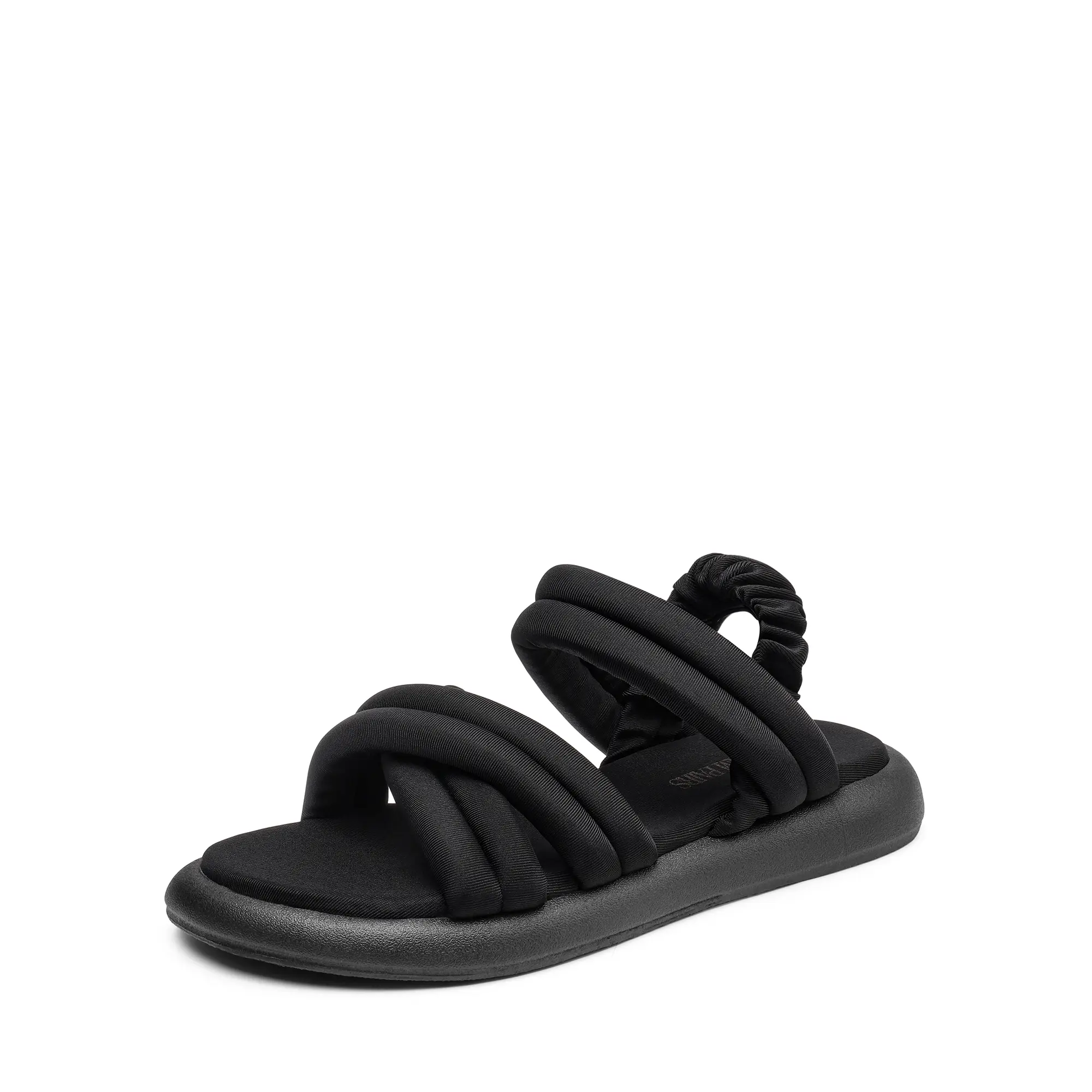 Dream Pairs Women's Artemis Puffy Cross-Strap Sandals, Ruched Cushioned Flat Slides for Casual Daily Walking, Women Sandals, Ankle Straps Women's Flat Sandals