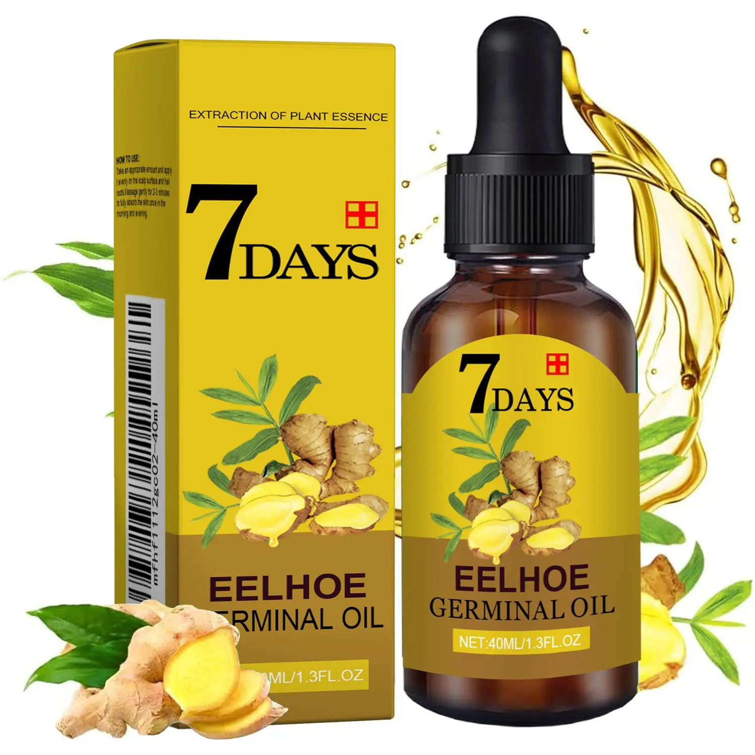 7 Day Fast Hair Growth Oil Ginger Growth Hair Treatment Anti Hair Loss Men Women Scalp stimulating hair serum Hair Care Product Hair Ampoule