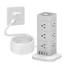 UNICOO Tower Power Strip with Surge Protector, 12 AC & 2 USB Ports, 2 USB-C, 6.5 Ft Cord, 16-in-1 Charging Station, Compact Flat Plug