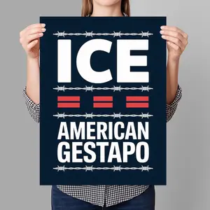 Abolish ICE Immigration Human Rights Protest, Anti-Trump Poster, Political Activist Rally Sign Poster Print