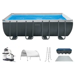 Intex 18Ft x 52In Ultra XTR Rectangular Frame Swimming Pool Kit w/Pump & Canopy