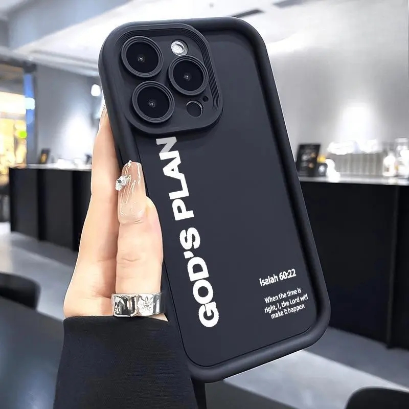 Phone Case Suitable for IPhone11/12/13/14/15/16/17 Pro Promax Air Plus,GOD'S PLAN Advanced Fashion Gift Shockproof Silicone TPU Bumper Drop Protection Soft Cover