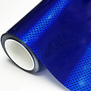 Ultra Glossy PET Ghost Blue Carbon Fiber Chrome Metallic Aircraft Pattern Vinyl Wrap Film Car Sticker Decal With Air Release Self Adhesive