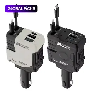 4 in 1 100W Fast Charging Car Charger, Dual Expansion Charging Cable, Car Electrical Appliances Compatible with iPhone & Android, Car Gadgets