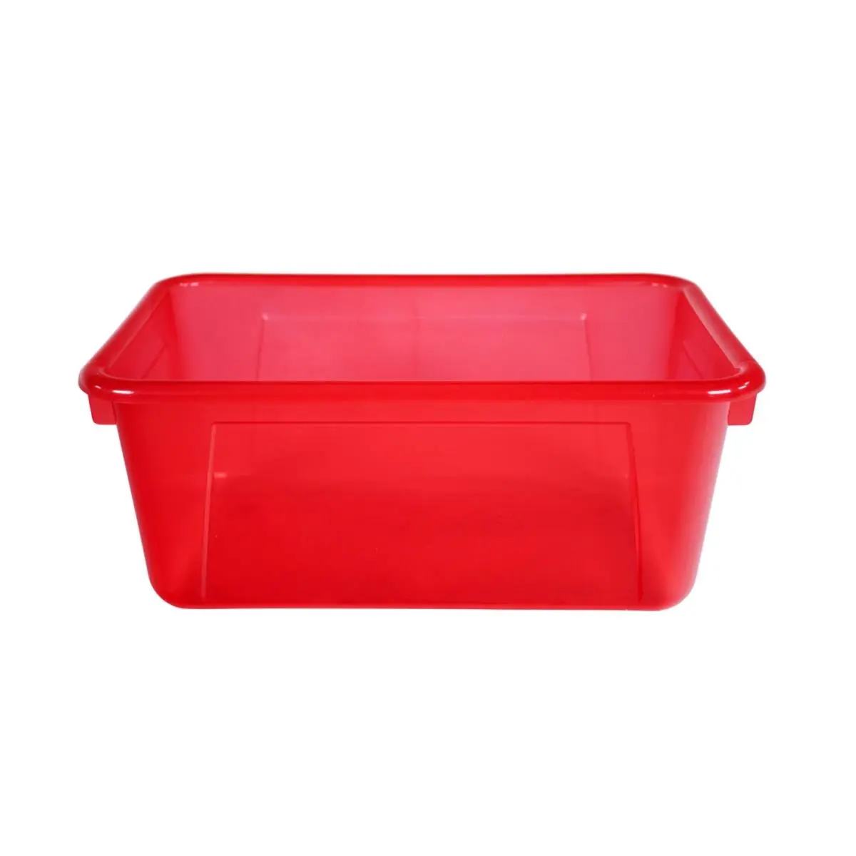 212 MAIN Candy Red Translucent Plastic Cubby Bin - 12x8x5 in Small Organizer Storage Box, Fits Most Children Shoes, Craft Open Storage for Home Organization Supplies
