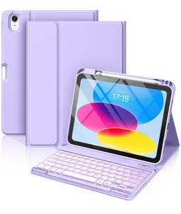 for iPad 11th 10th Generation Case with Keyboard - Backlit Wireless Detachable Folio Keyboard Cover with Pencil Holder for iPad 11-inch A16 2025 10th Gen 10.9 Inch 2022
