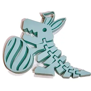 3D Printed Flexi Easter Dinosaur - Teal Color, Dinosaur Design, Ideal for Easter Decoration