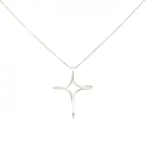 Pre-owned Tiffany & Co. Sterling Silver 925 (Ag925) Small Leather Goods Tiffany Infinity Cross 925 Silver Necklace