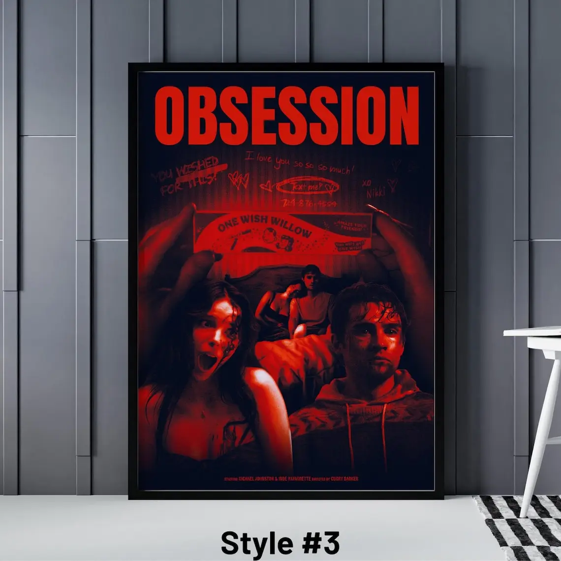 Obsession Movie Poster, Horror Thriller Wall Art, Curry Barker Film Print, Dark Red Cinematic Decor, Choose Your Style