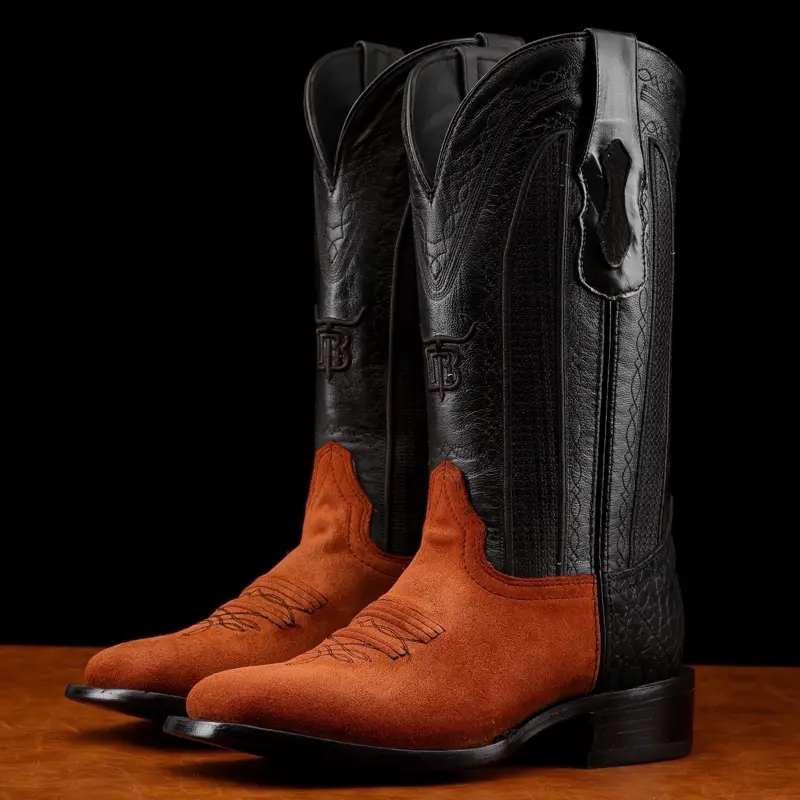 Cognac Rough-Out Boots - Square Toe