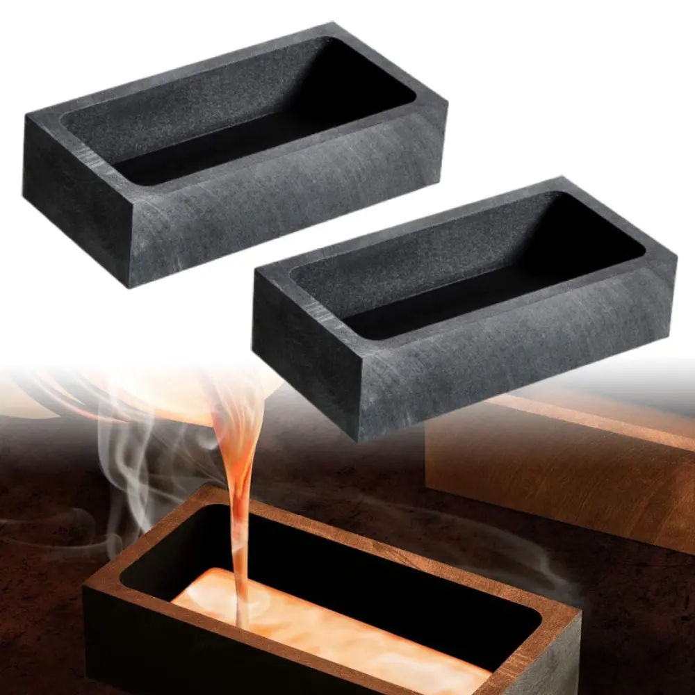 Home Improvement Reusable Graphite Ingot Casting Mould Set (2 Pieces) - 3.54x1.6x0.8in/90x40x20mm & 100x50x25mm Inner Sizes, Corrosion-Resistant Crucible for 1 kg Gold, Silver, Aluminum, Copper, Brass Melting Refining