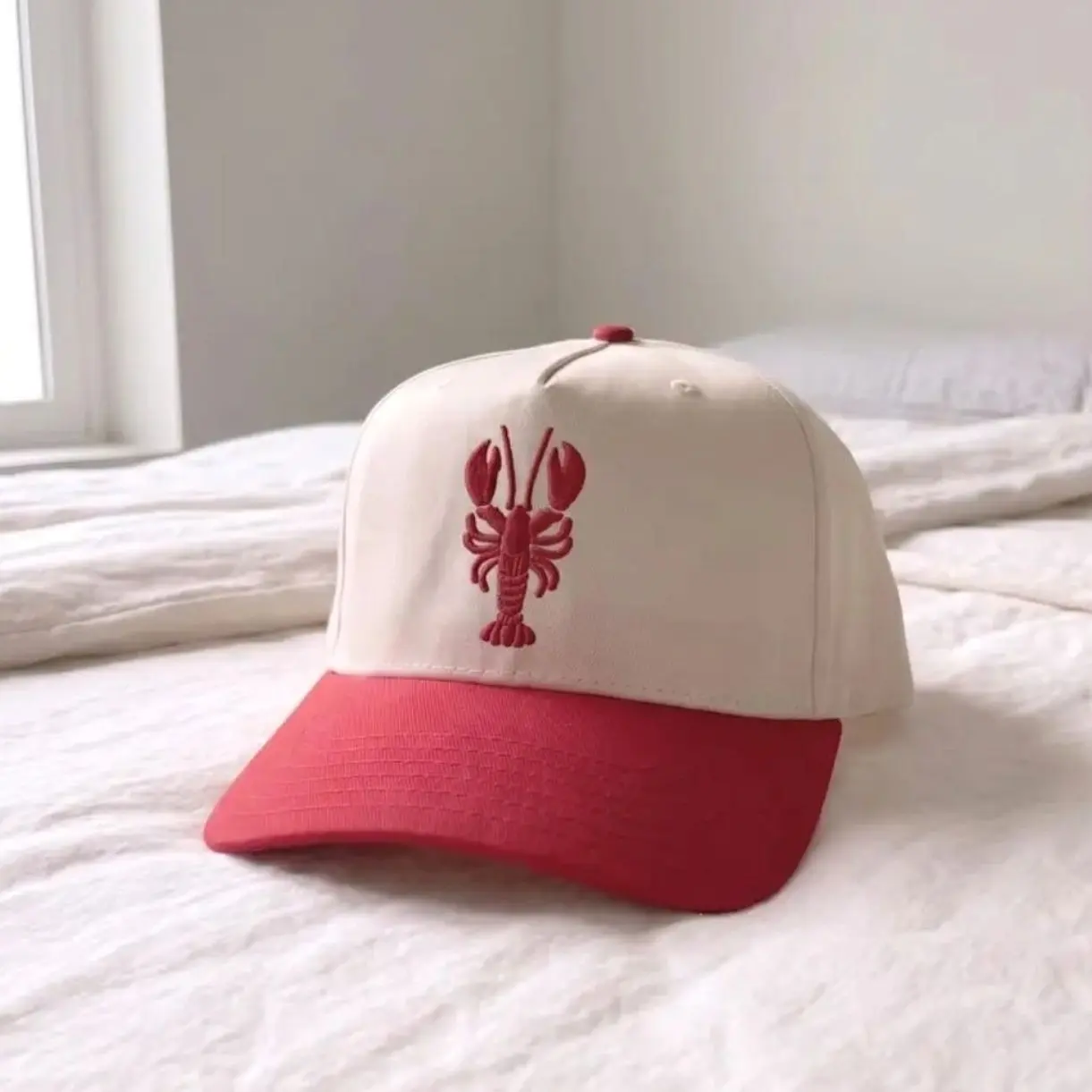 Lobster Embroidered Trucker Hat | Coastal Maine Seafood Cap | Nautical Fishing Hat | Crawfish Baseball Cap | Beach Vacation Gift