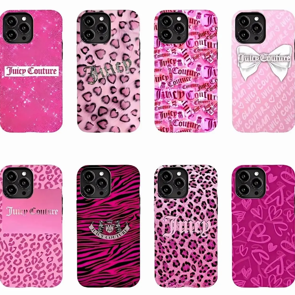 Juicy Couture Y2K Aesthetic Phone Case Cute Pink Cover, Compatible with iPhone X, 11, 12, 13, 14, 15, 16, 17 & more