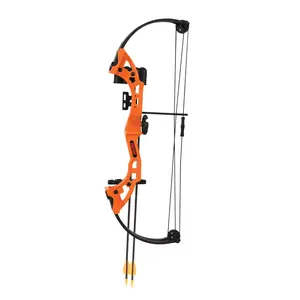 Bear Archery Brave Youth Compound Bow for Ages 8+ with 15-25 lb Draw Weight and 26" Axle-to-Axle for Right-Handed Use Orange