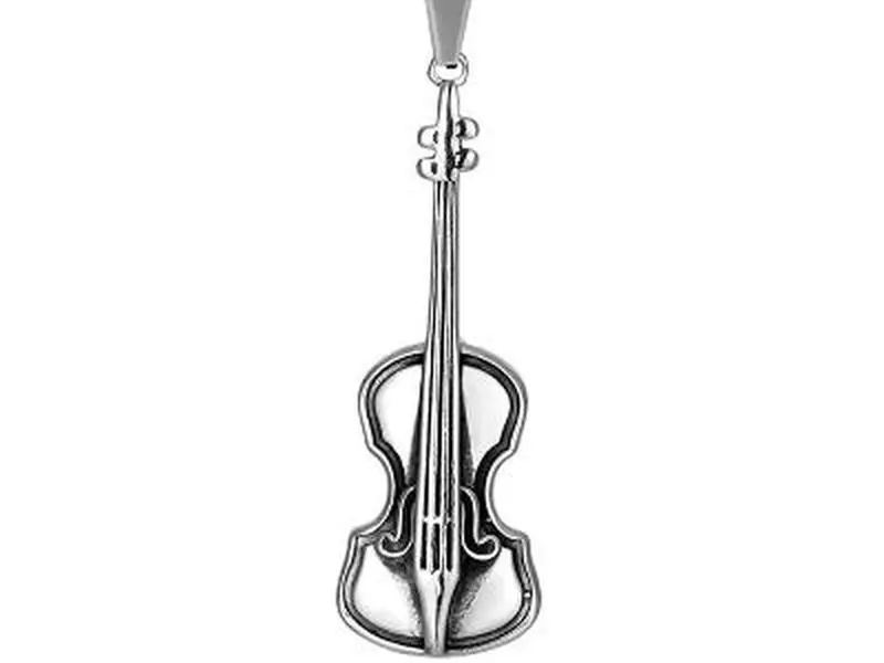 Violin Charm Music Necklace,Music Sports Gifts Hip Hop Rock Music Punk Rock Music Jewelry for Women and Men,Antique Steel Color