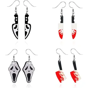 4 Pairs Halloween  Dangle Earrings Set for Women   Goth  Dagger Sword Earrings Statement   Hop Halloween Holiday Party