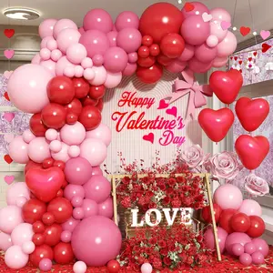 Pink & Red Balloon Arch Kit with Heart Balloons for Mother’s Day or Romantic Celebration