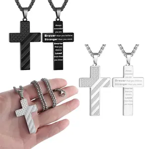 Cross Necklace for Teen Boys & Men –  Inspirational Bible Verse Cross Pendant-Gift for Son, Boyfriend, or Husband – Graduation, Birthday, Christmas, Valentine’s Day, Easter, Confirmation