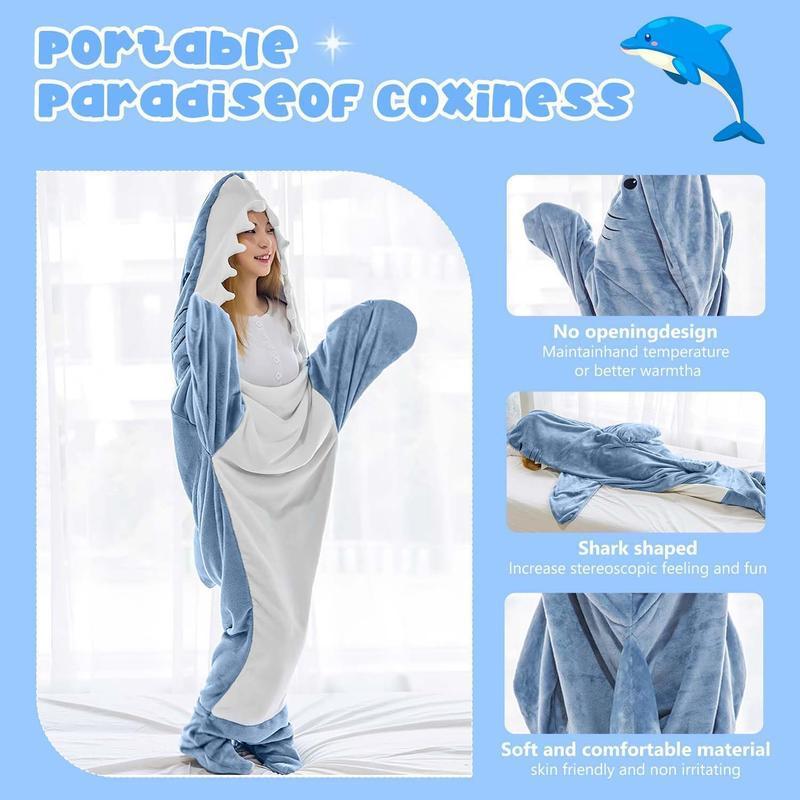 Shark Blanket Hoodie Onesie Sleeping Bag Cozy Costume For Family Loungewear Shark Pajama Comfort Overalls Womenswear Clothing