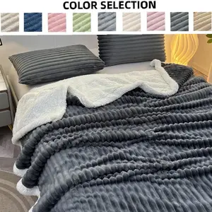 King Queen Size Reversible, Multiple Colors Available, Unique Style, Double Layer Sherpa Fleece, No Shedding, Soft Fleece Blanket