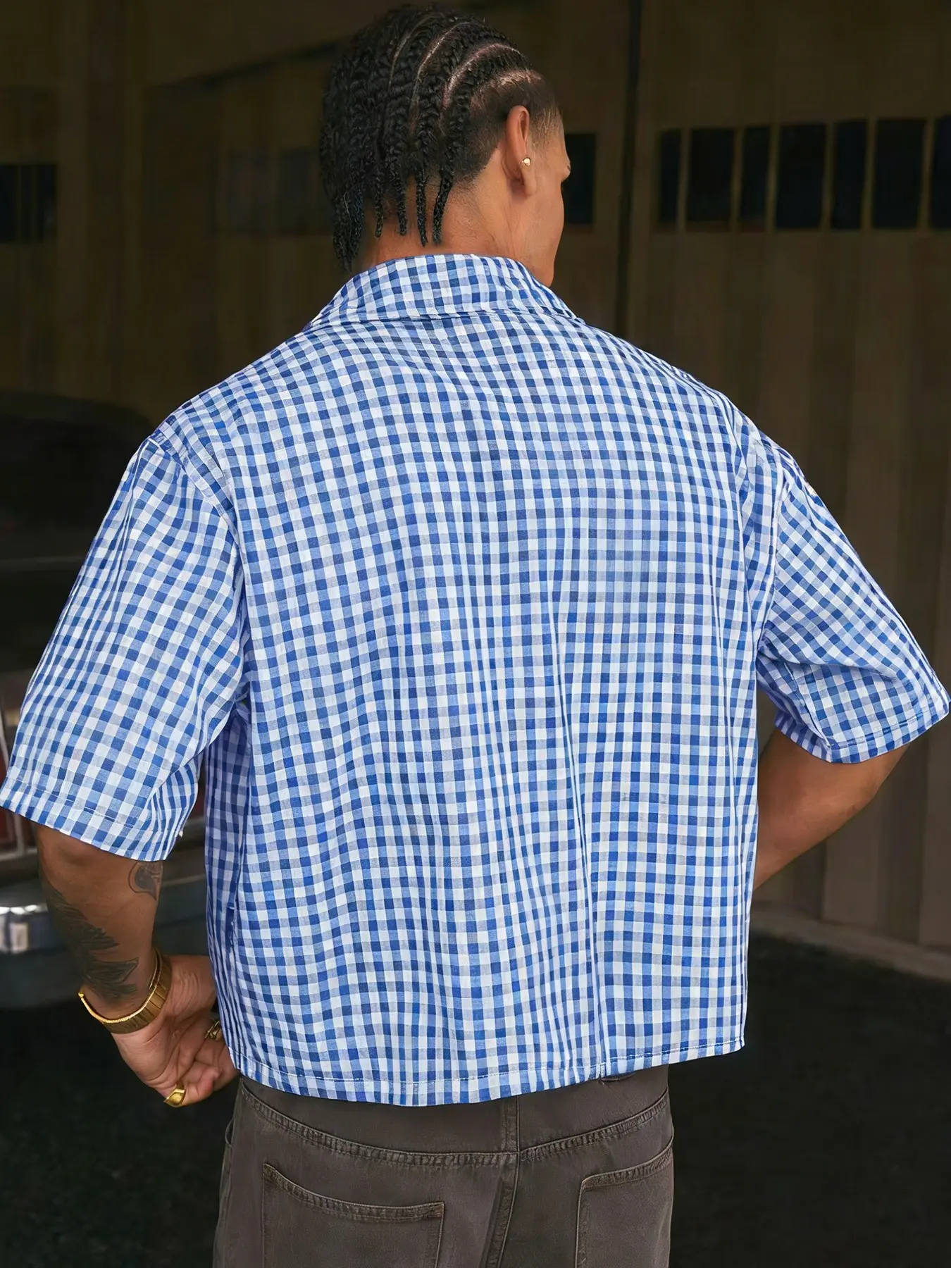 Men's Classic Casual Checked Checkered Plaid Gingham Short Sleeve Shirt, Casual Style Shirt, Casual Fashion Wear, Retro Loose Fit Perfect for Summer Vacations, Stylish Holiday Top, Menswear