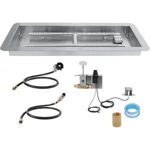 VEVOR 36x 12 inch Drop - in Fire Pit Pan, Rectangular Stainless Steel Fire Pit Burner Kit, Propane Fire Pan 150, 000 BTU with H - Burner for Indoor or Outdoor UseVEVOR Super Brand Day