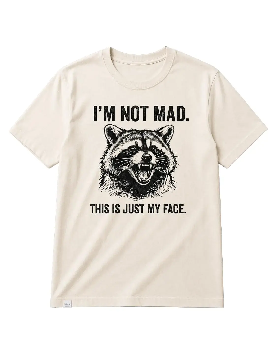 Im Not Mad This Is Just My Face T-Shirt, Funny Raccoon Meme Sweatshirt, Sarcastic Resting Bitch Face Trend, Vintage Angry Trash Panda Graphic Cotton Apparel