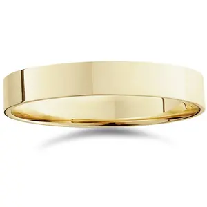 4mm Flat Comfort Fit Wedding Band Ring 14K White Gold