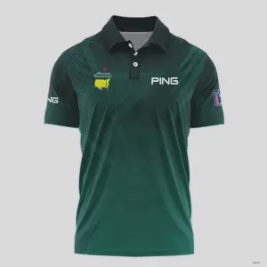 Dark Green Gradient Golf Polo Shirt with Star Pattern for Sports Ping Masters Tournament