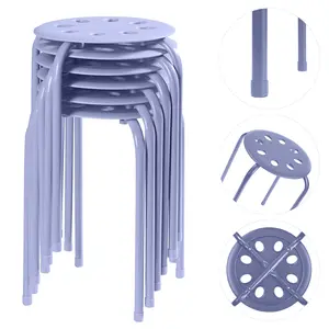 VECELO Metal Bar Stools Set of 6 Counter Height Barstool Stackable Barstools Indoor Outdoor Patio Stool Home Kitchen Dining Stool Backless Bar Chair