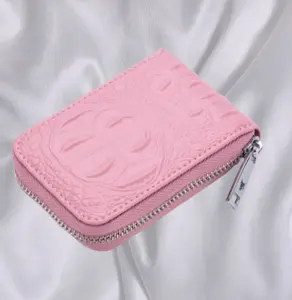 Compact Slim Genuine Leather Women's Credit Card Holder Wallet with Zipper Closure，Accordion Wallets Case for Womens