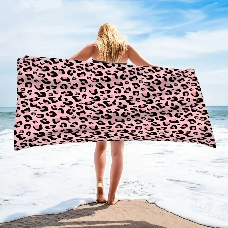 Leopard Print Beach Towel, Multi-Use for Beach, Pool, Bathroom, Camping, Yoga, Fitness, Ideal for Travel and Outdoor Activities, Travel Towels