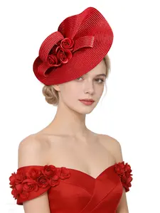 1PC Fascinators Hats for Women - Tea Party Hat Kentucky Fascinator Derby Flower Mesh Pillbox Hat for Bridal Wedding,Halloween, Christmas Festival, Mother's Day Gifts