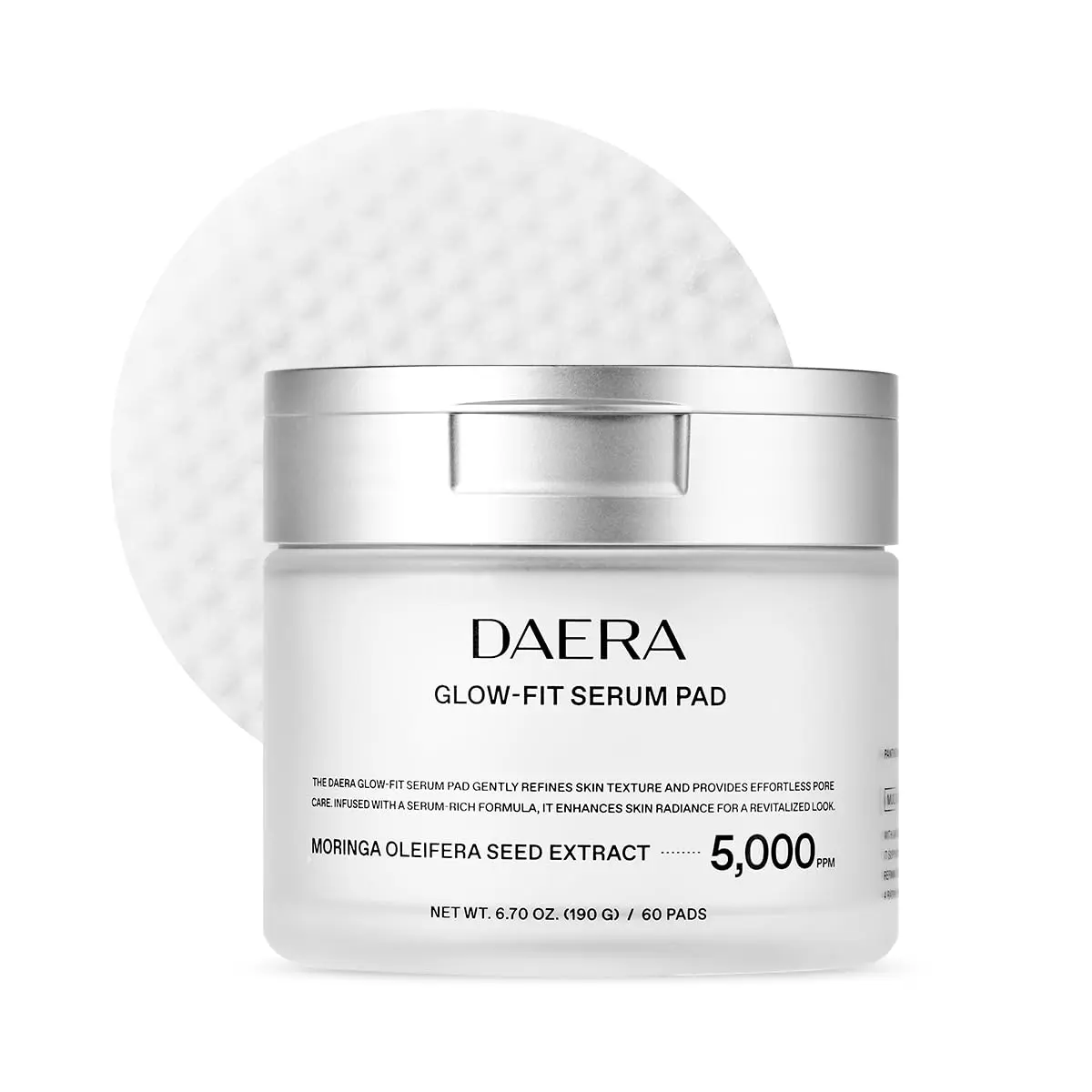 DAERA Glow-Fit Serum Pad, Dual-Sided Exfoliating & Hydrating Toner Pads for Pore Care and Dead Skin Removal , 60 Pads (190g, 6.70 fl. oz)