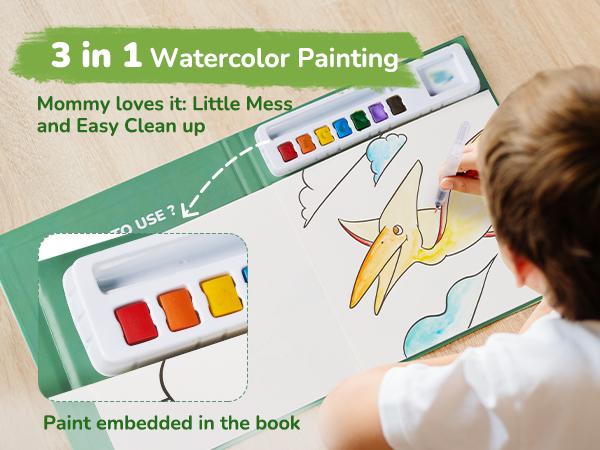 JoyCat DIY Watercolor Painting Set, Paint with Water Coloring Books, Arts and Crafts Drawing Activities Toy, Travel Toys, Birthday Easter Gifts for Boys Girls