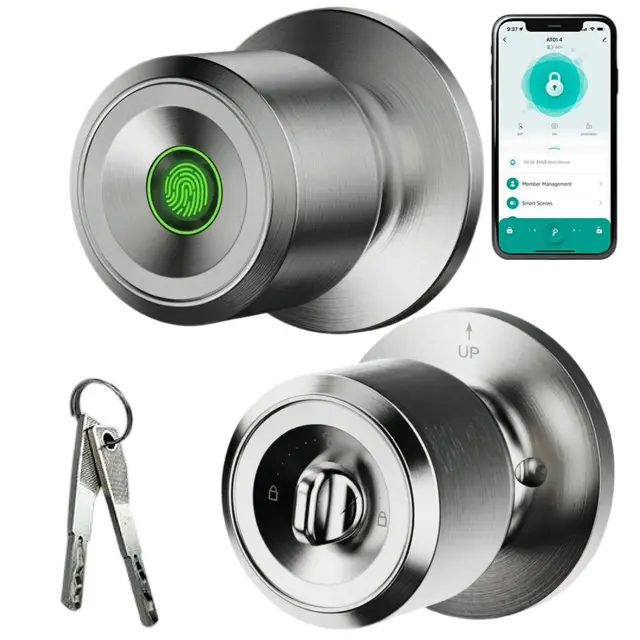 3-in-1 Smart Digital Knob Lock, Fingerprint Electronic Access Device with Key & App Control, Convenient Secure Solution for Home Apartments, Suitable for All Ages